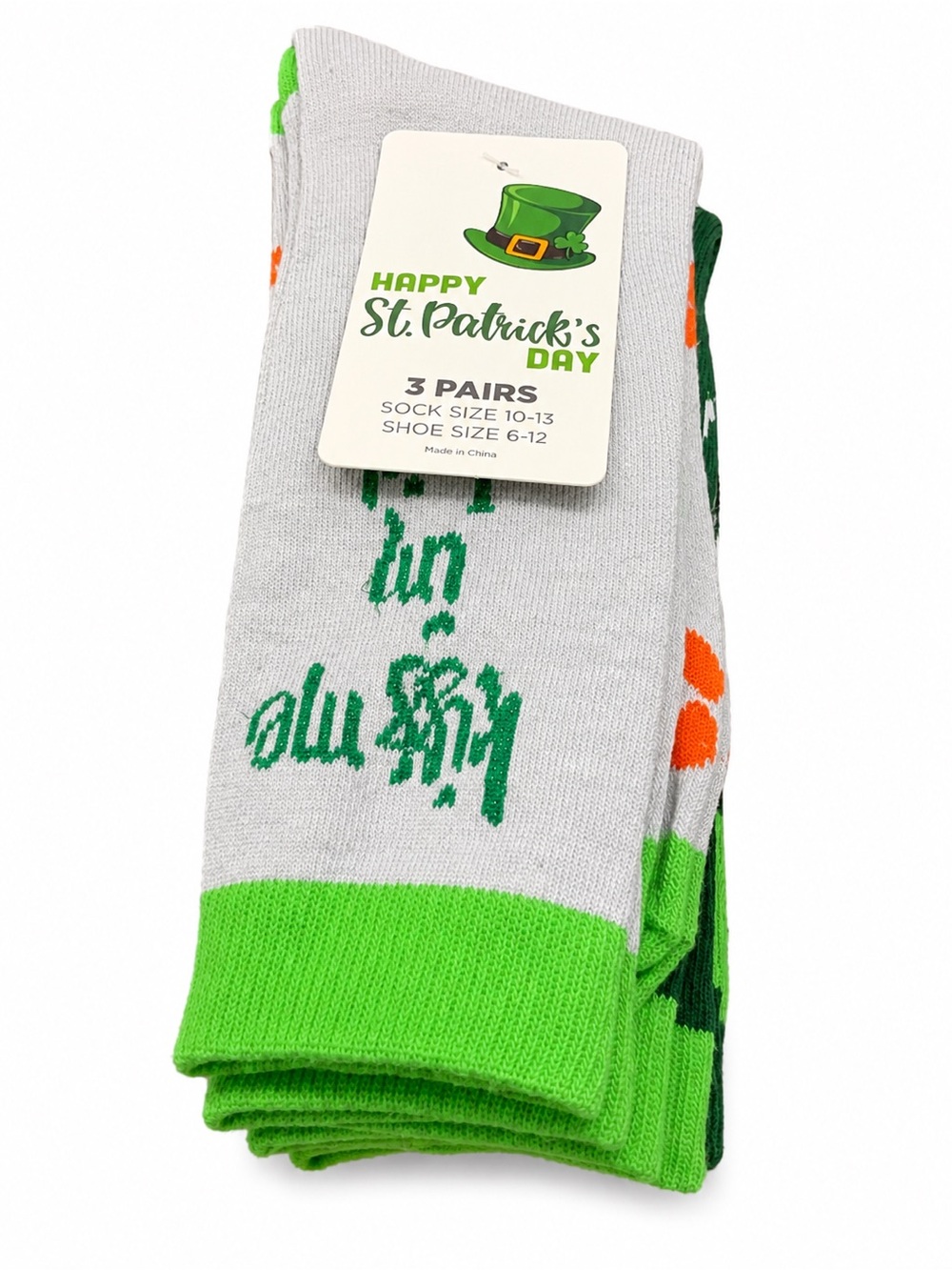 NWT St Patrick’s Day 3 Pair Socks Green Beer Shamrock Irish Lucky